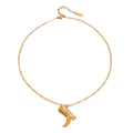18K gold boots inlaid with gemstones and textured design trendy and unique necklace Vera Lux