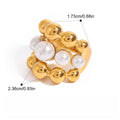 18K Gold Pearl Titanium Steel Ring Vera Lux