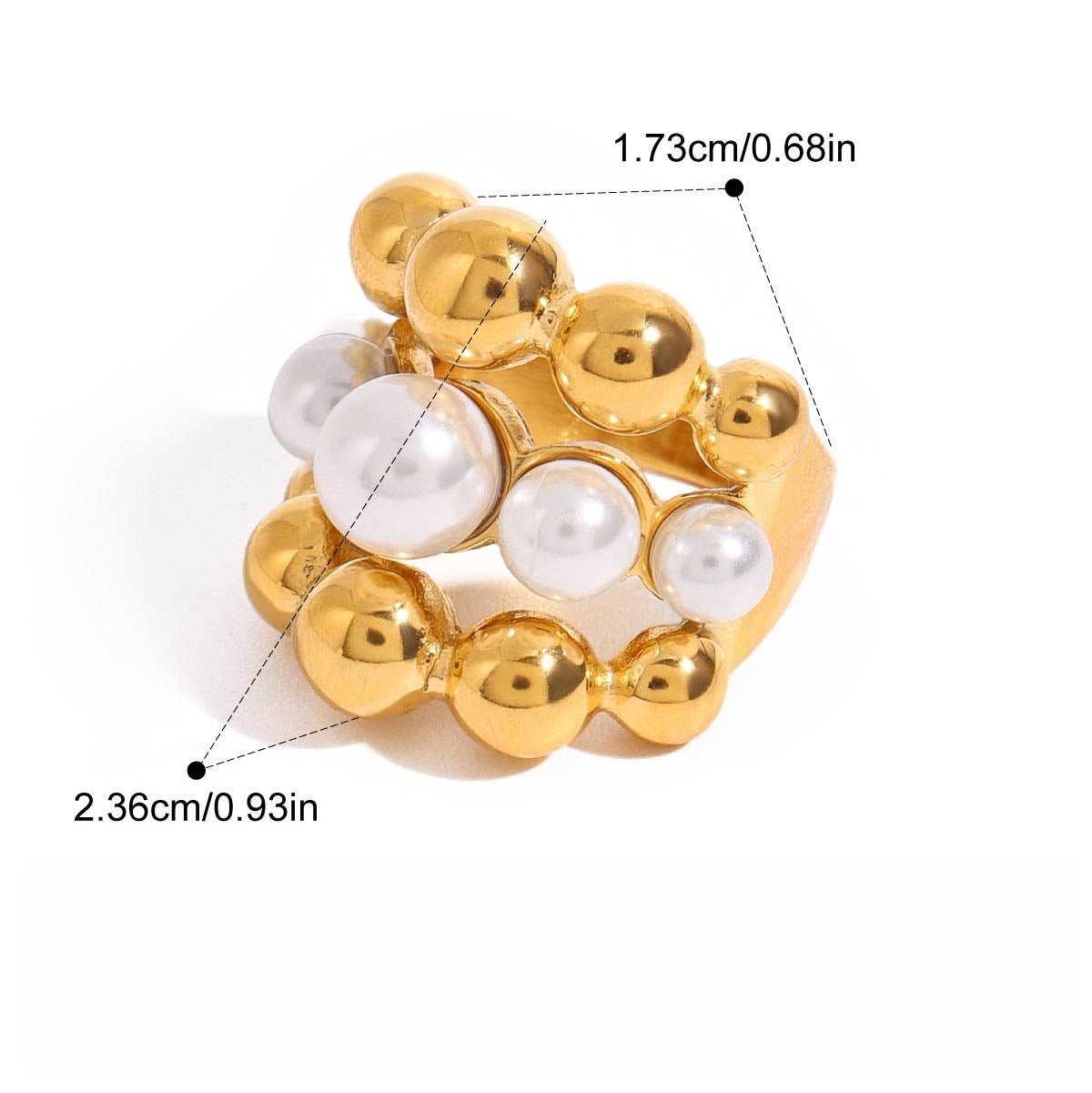 18K Gold Pearl Titanium Steel Ring Vera Lux
