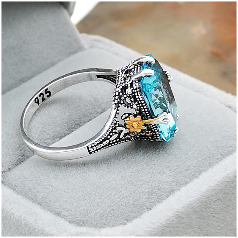 Sapphire-blue Topaz Ring With Gold Plating Vera Lux