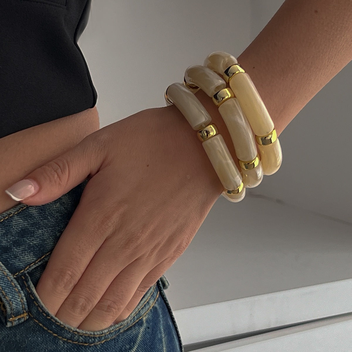 Light luxury ins style beaded bamboo bracelet Vera Lux