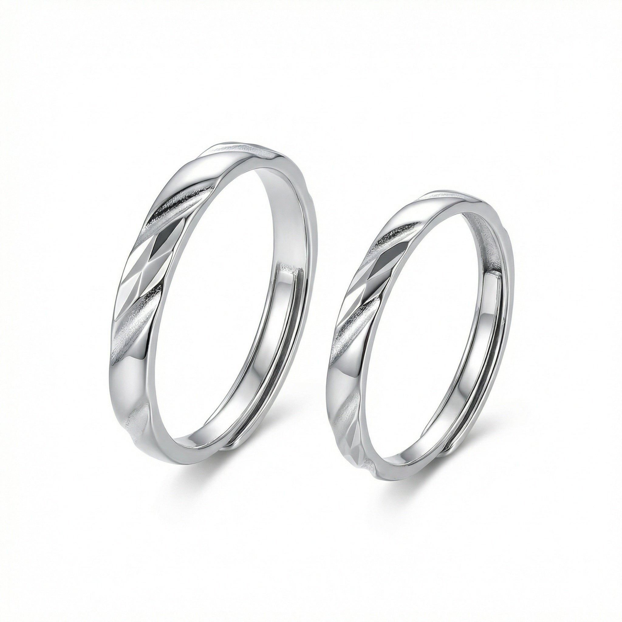 925 Sterling Silver Elegant Silver Couple Rings with Red and Black Twisted Enamel Accents Vera Lux