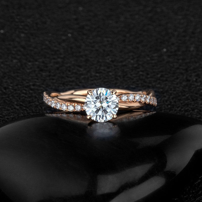 New 18K Rose Gold Plated Two-Tone Princess Cut Ring, Engagement Band Vera Lux