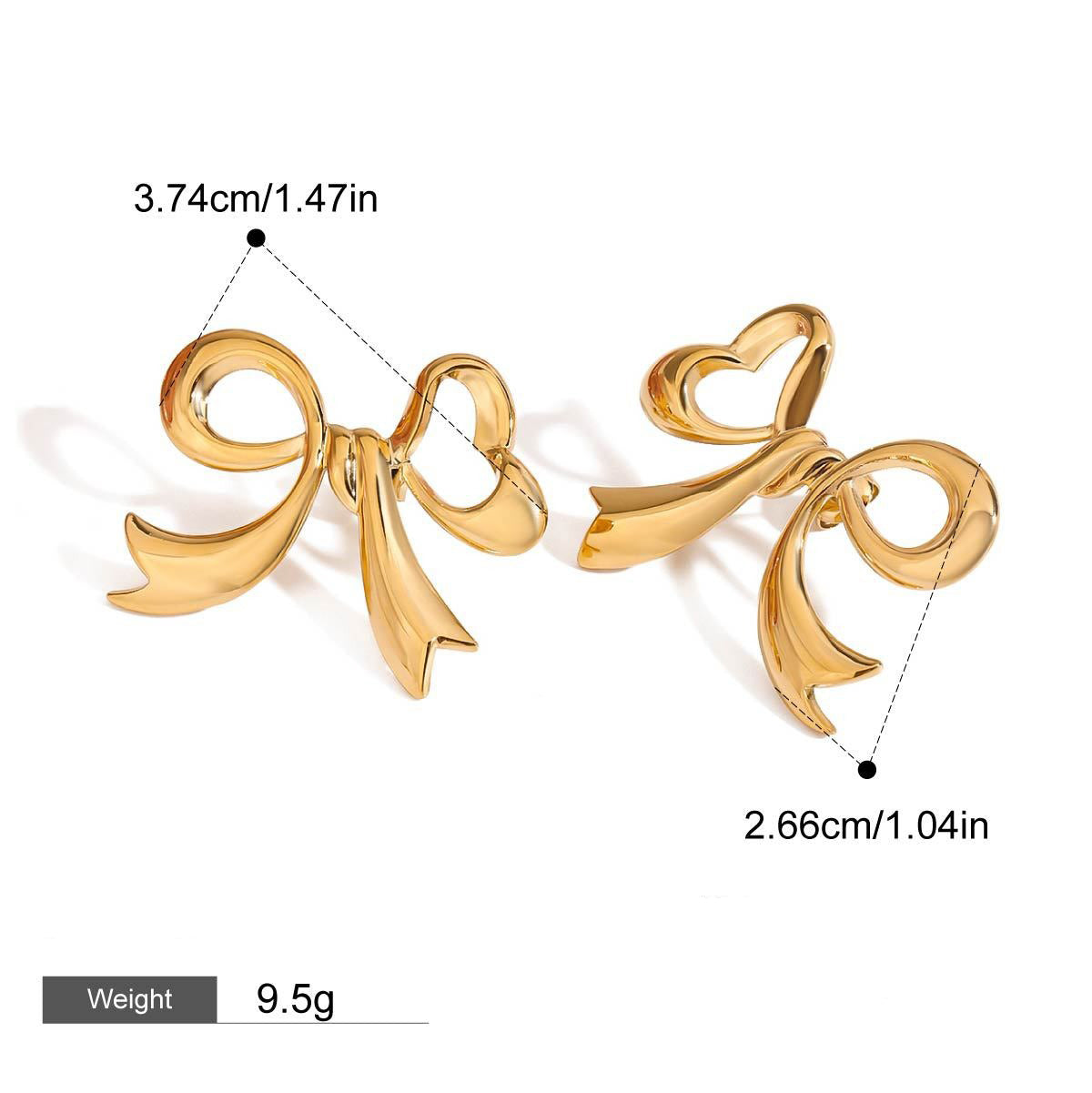 18k gold bow design exquisite and noble earrings Vera Lux