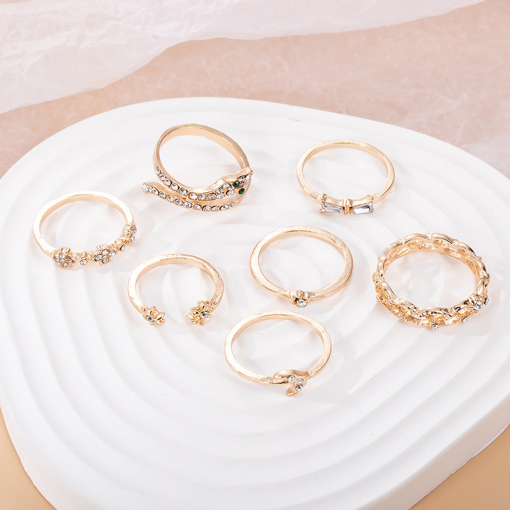 Women's Hollow Moon Snake-Shaped Ring Set Vera Lux