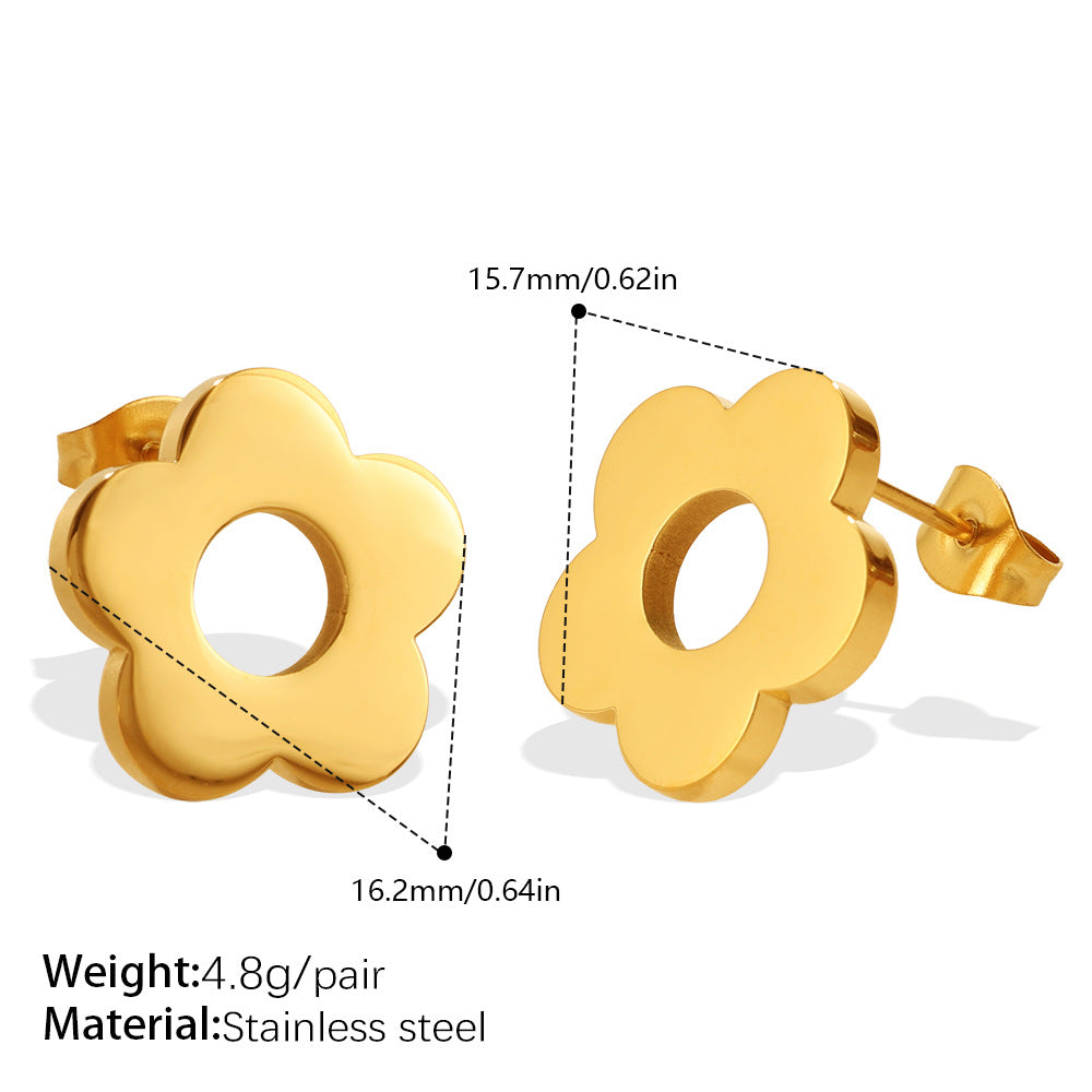 Fresh And Sweet, Versatile And Elegant, Smooth Surface Flower Stud Earrings For Women, Made Of Stainless Steel, Featuring A Unique And Niche Style, Suitable For Daily Wear. Vera Lux