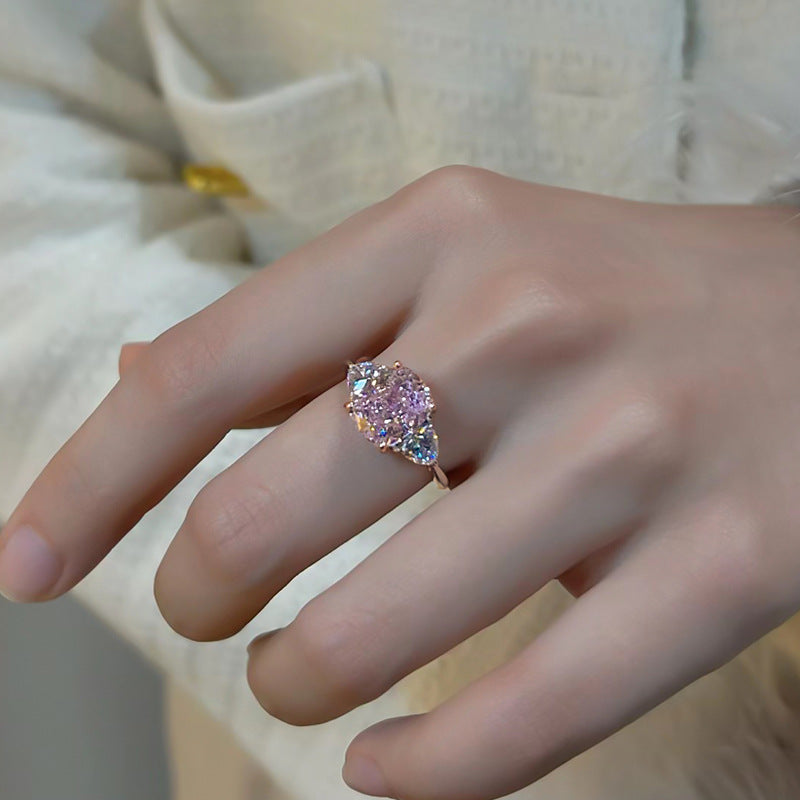 Dazzling Fire-Color Starry-Cut Zircon Elegant Minimalist Open-End Ring For Women Vera Lux