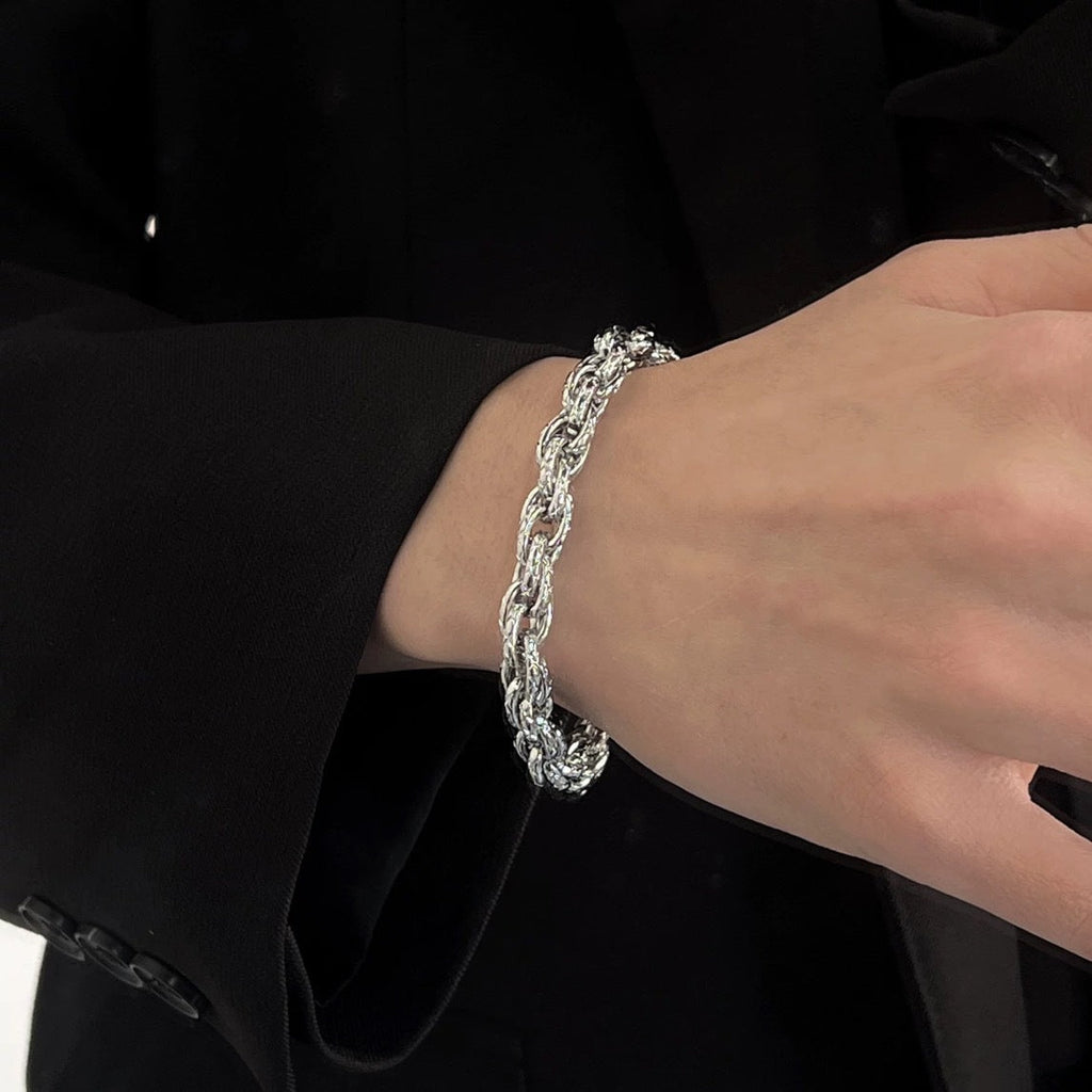 New Arrival European American Braided Twist Titanium Steel Bracelet For Men, Ins Popular Brand Premium Texture Hip Hop Niche Design Couple Matching Hand Jewelry Vera Lux