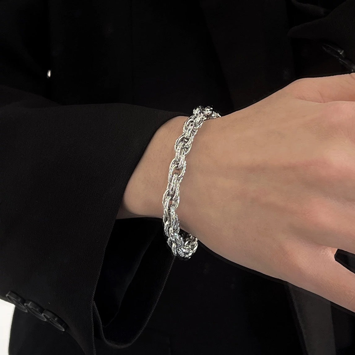 New Arrival European American Braided Twist Titanium Steel Bracelet For Men, Ins Popular Brand Premium Texture Hip Hop Niche Design Couple Matching Hand Jewelry Vera Lux