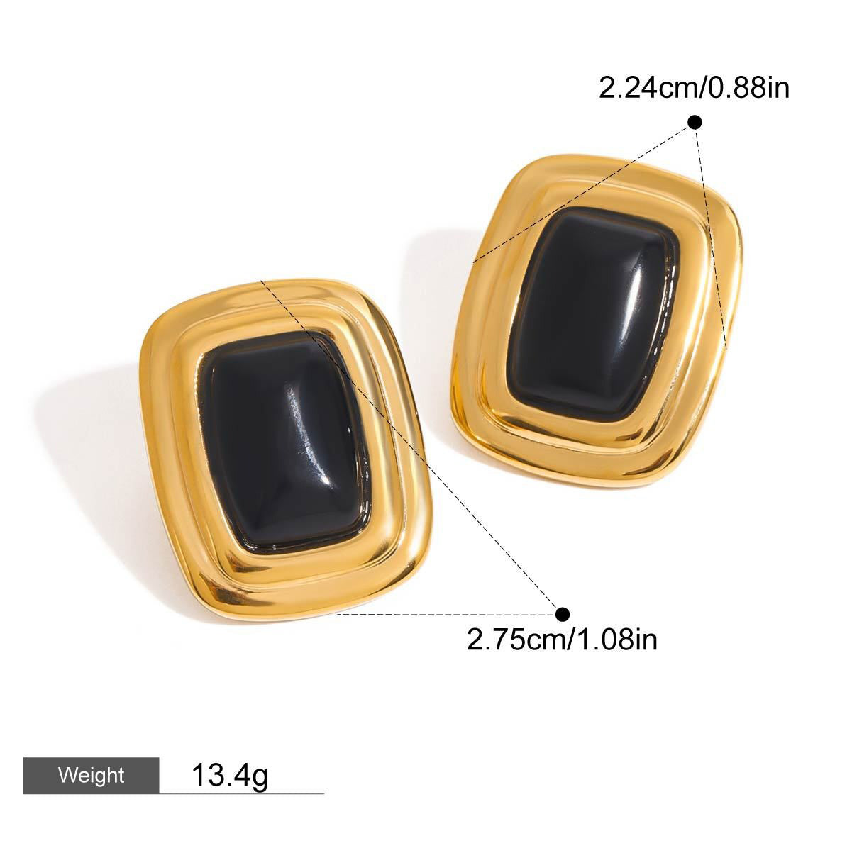 18K gold geometric square with texture design classic retro earrings Vera Lux