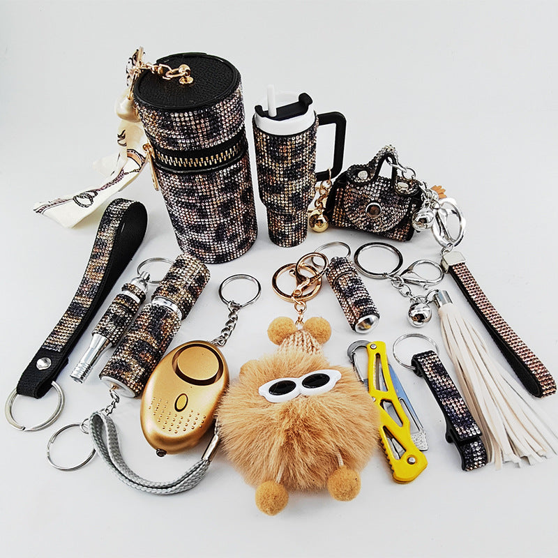 Diamond-Embellished Creative Portable 12-Piece Keychain Set Vera Lux