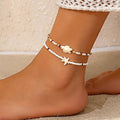 Ocean-style shell and starfish beaded tassel turtle anklet Vera Lux