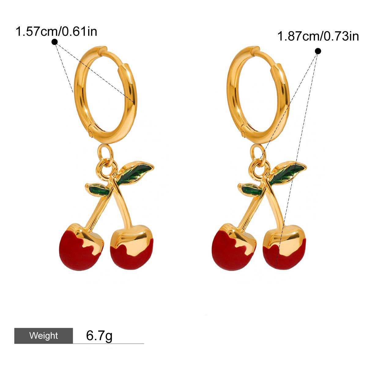 18K Gold Cherry Shaped Earrings with Exquisite and Unique Design Vera Lux