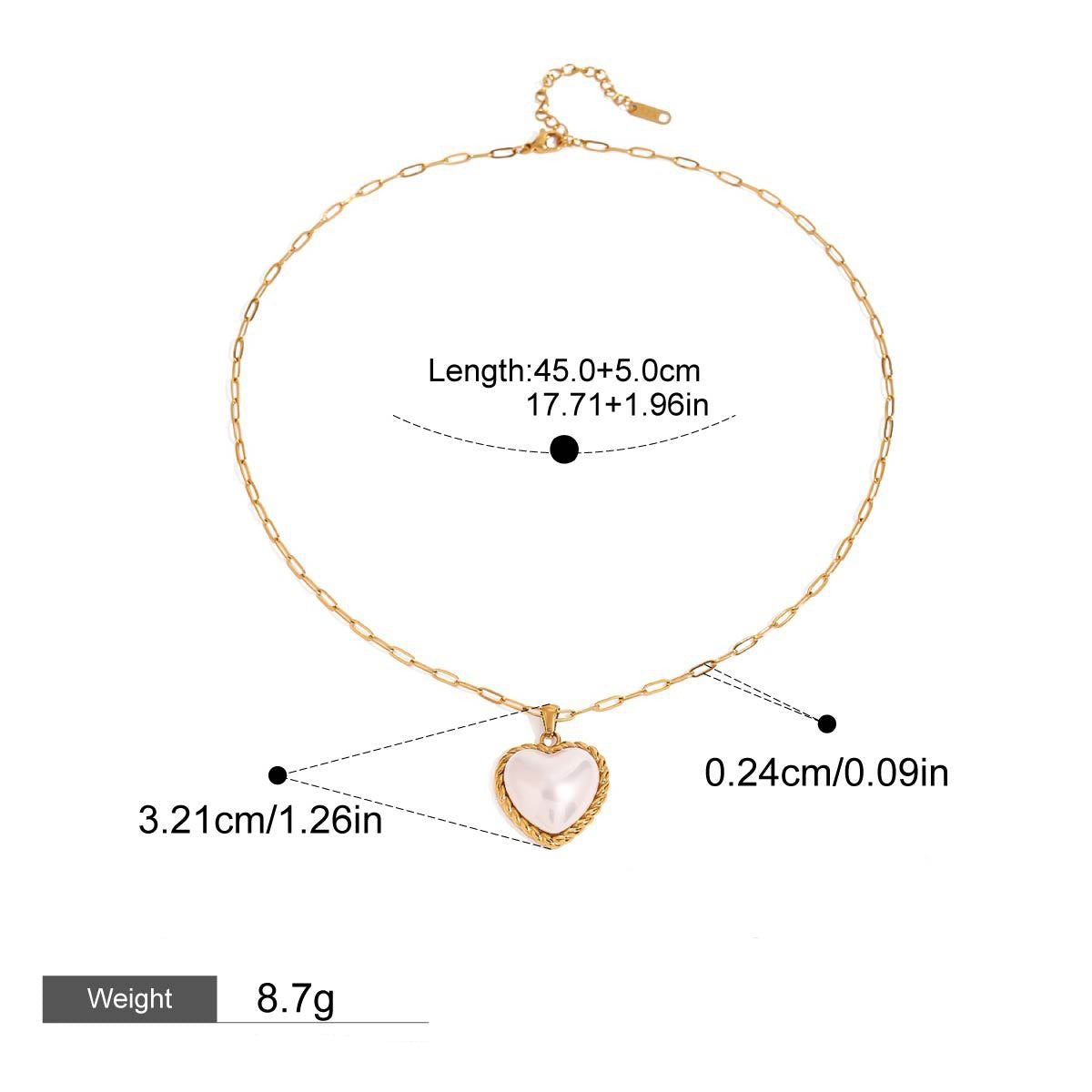18K gold heart with texture inlaid pearl design exquisite and noble necklace Vera Lux