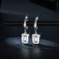 S925 Sterling Silver Emerald Cut Moissanite Dangle Earrings  6x8mm Huggie Hoop Drop Earrings Platinum Plated Jewelry Gift Box Set Vera Lux