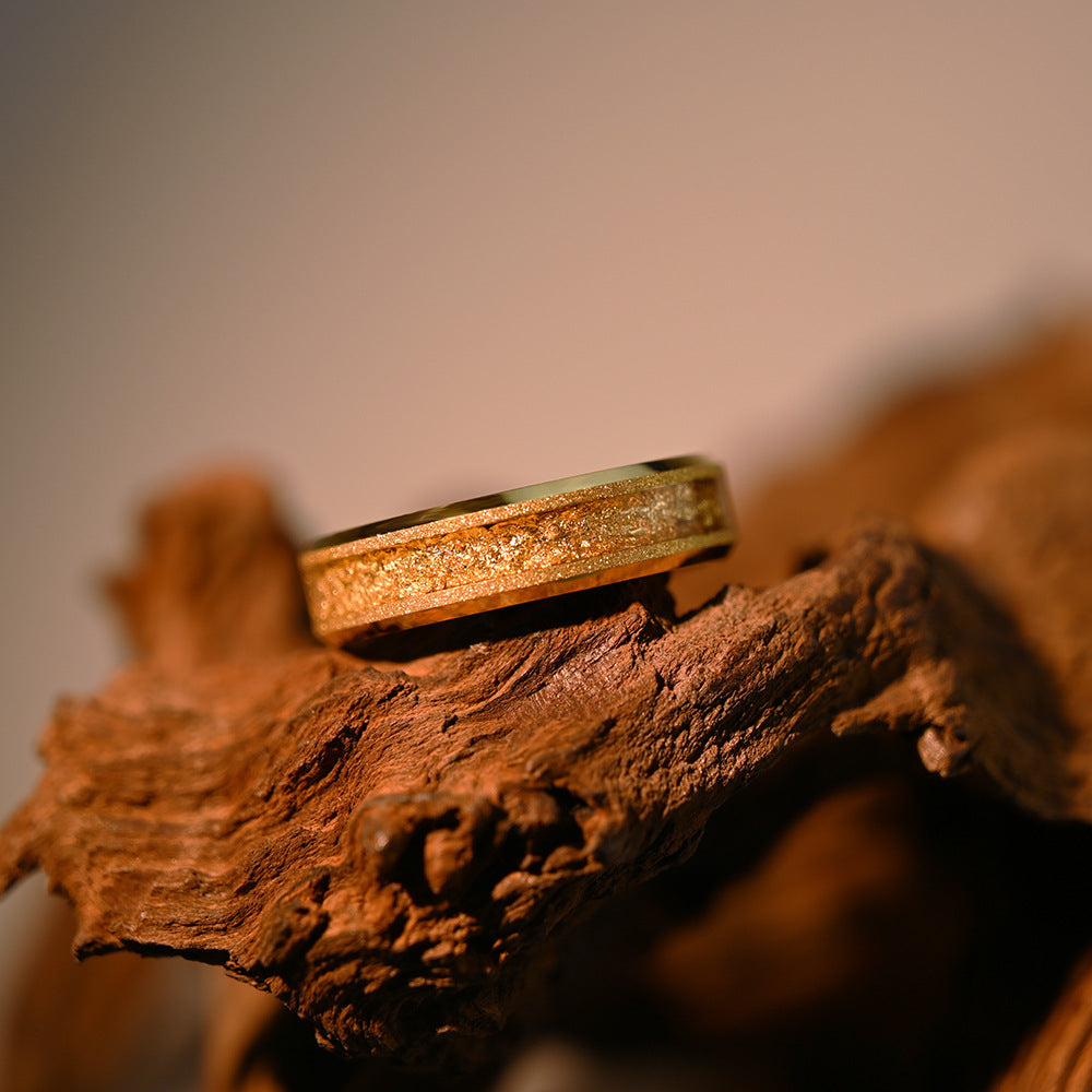 6mm Wide Tungsten Steel Gold Sandblasted New-style Ring Vera Lux