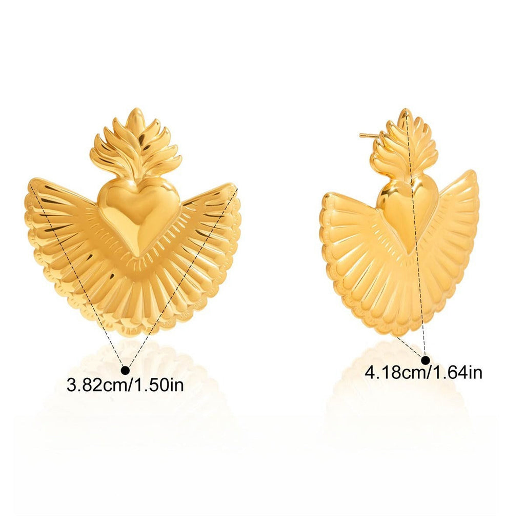 18K gold heart-shaped titanium steel stud earrings Vera Lux