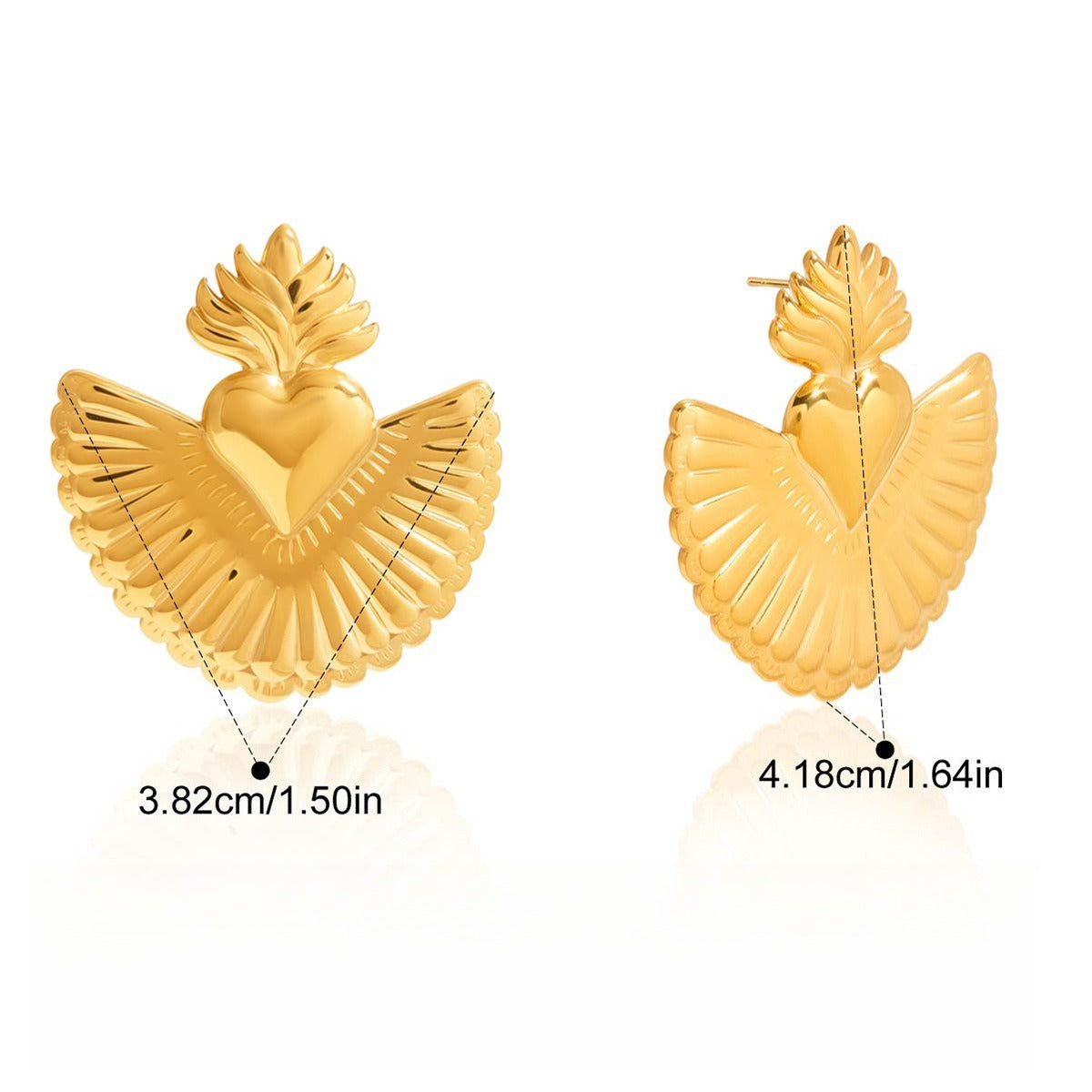 18K gold heart-shaped titanium steel stud earrings Vera Lux
