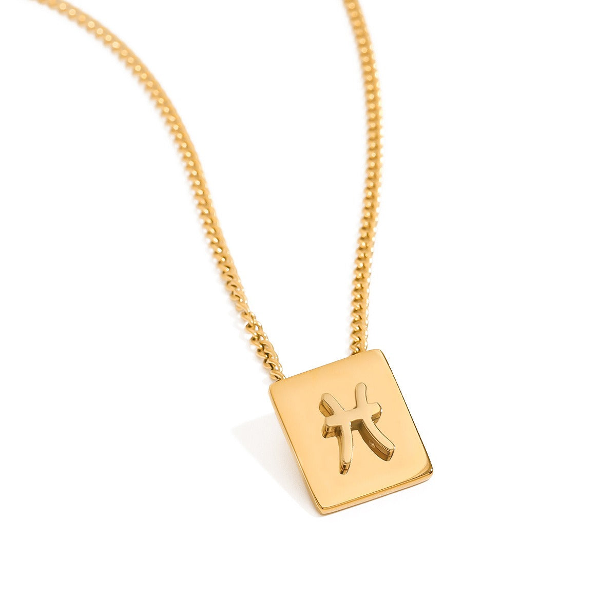 18K gold square necklace with twelve zodiac elements design, classic and fashionable Vera Lux