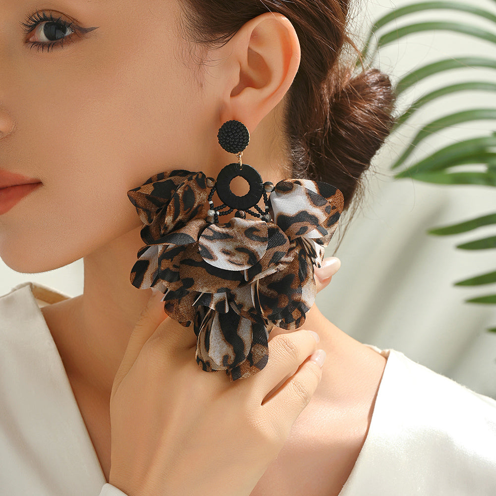 Handmade Bohemian Beaded Chiffon Flower Tassel Earrings For Women Tropical Vacation Statement Jewelry Vera Lux