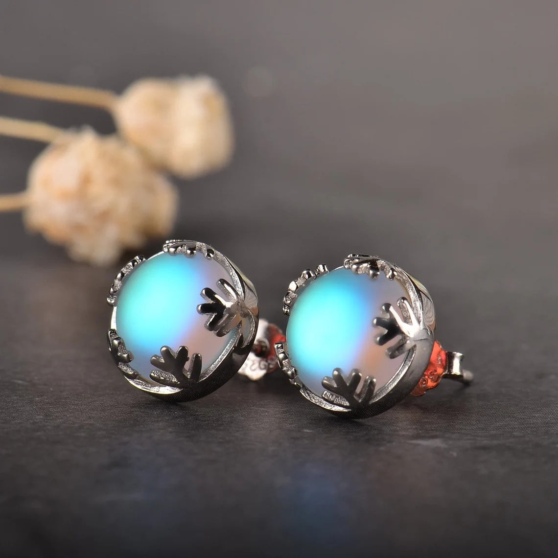 Elegant Round Moonstone Earrings For Women Vera Lux