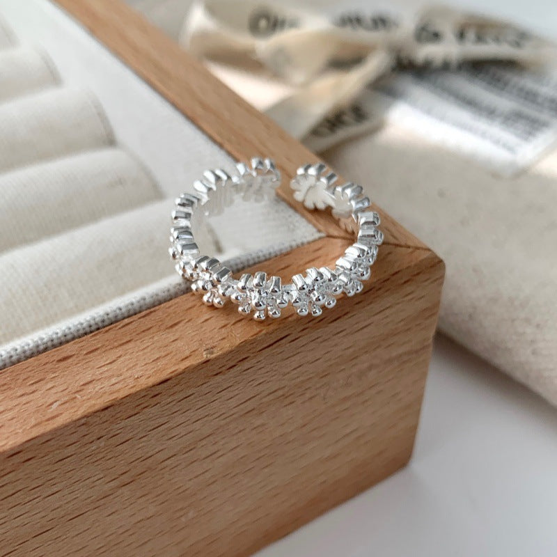 Sweet Flower Ring For Women, INS Style Minimalist Versatile Open Band, Vera Lux