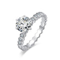 Classic Honeycomb Six-Prong Simulated Diamond Ring, Moissanite Hexagonal Band Vera Lux