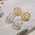 18K gold hollow thread with texture design simple and elegant earrings Vera Lux