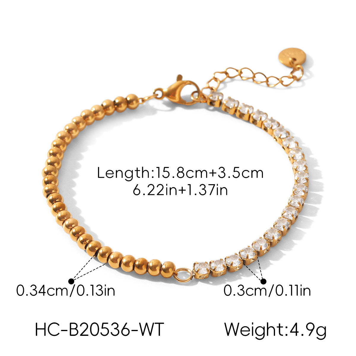 18k Gold-colored Stainless Steel Zircon Bracelet That Wont Fade Vera Lux