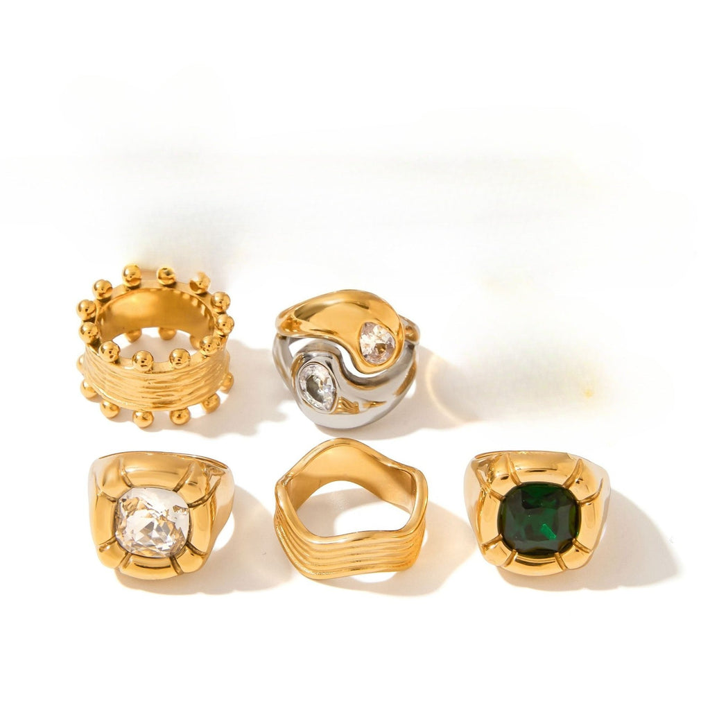 18K Gold Luxury Pearl Titanium Steel Ring Vera Lux