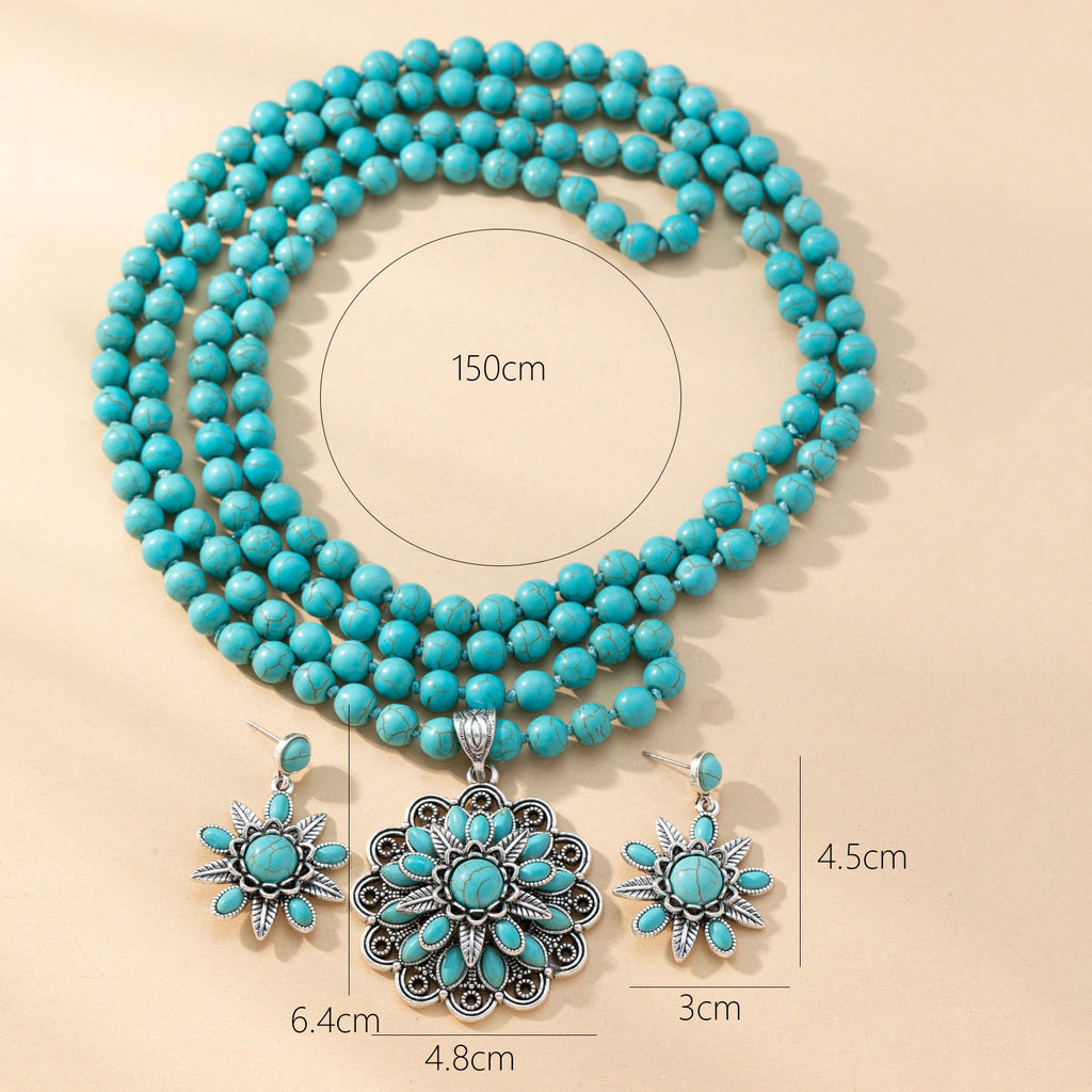 Western-style Loose Turquoise Bead Necklace With Electroplating Vera Lux