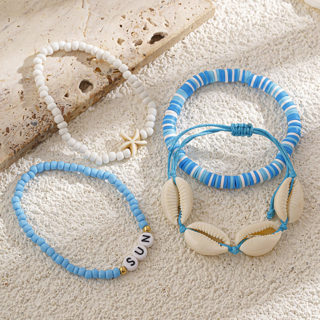 Beach Starfish Beaded Shell Rice Bead Bracelet Vera Lux