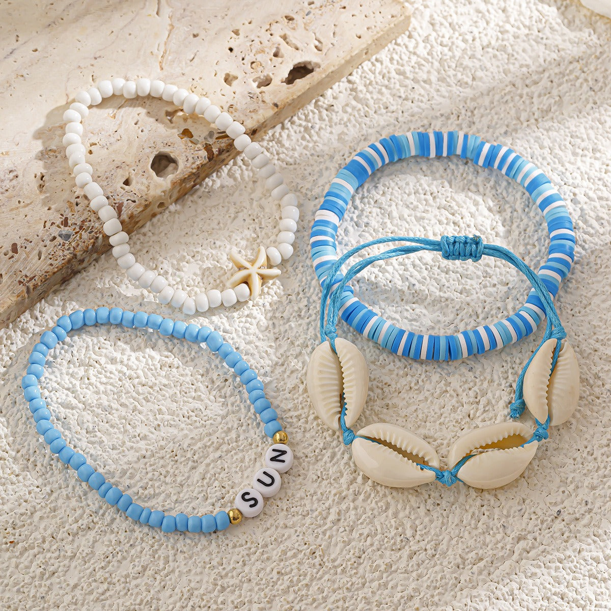 Beach Starfish Beaded Shell Rice Bead Bracelet Vera Lux