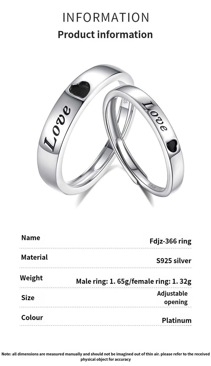 S925 sterling silver LOVE couple ring Vera Lux