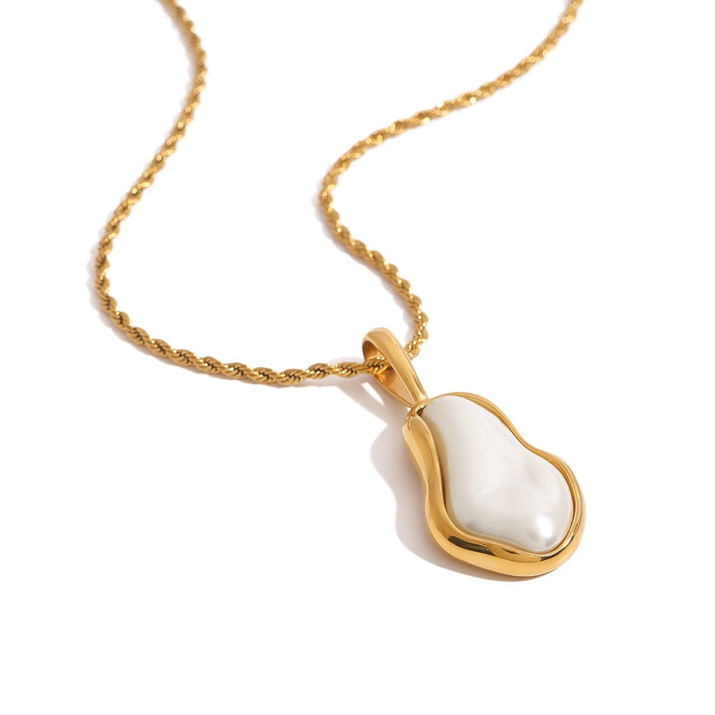 18K gold inlaid irregular pearls exquisite design noble necklace Vera Lux