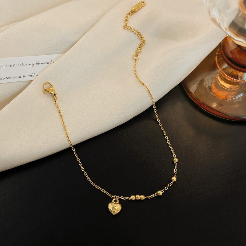 18K Gold Light Luxury Love Heart Titanium Steel Anklet Vera Lux