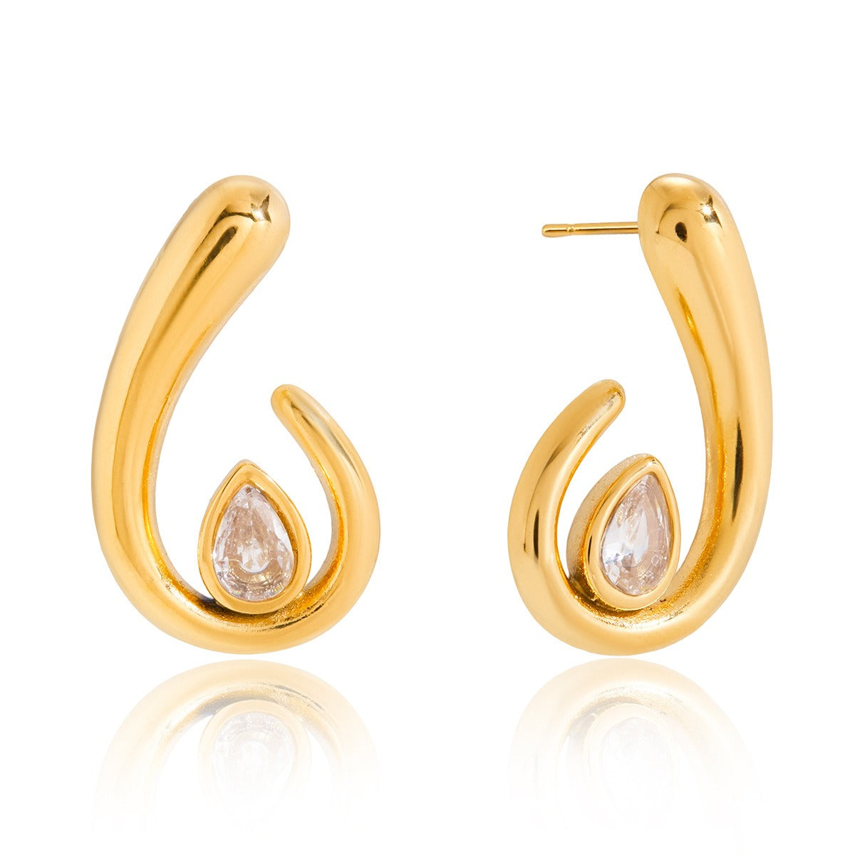 18K gold teardrop-shaped cubic zirconia stud earrings Vera Lux