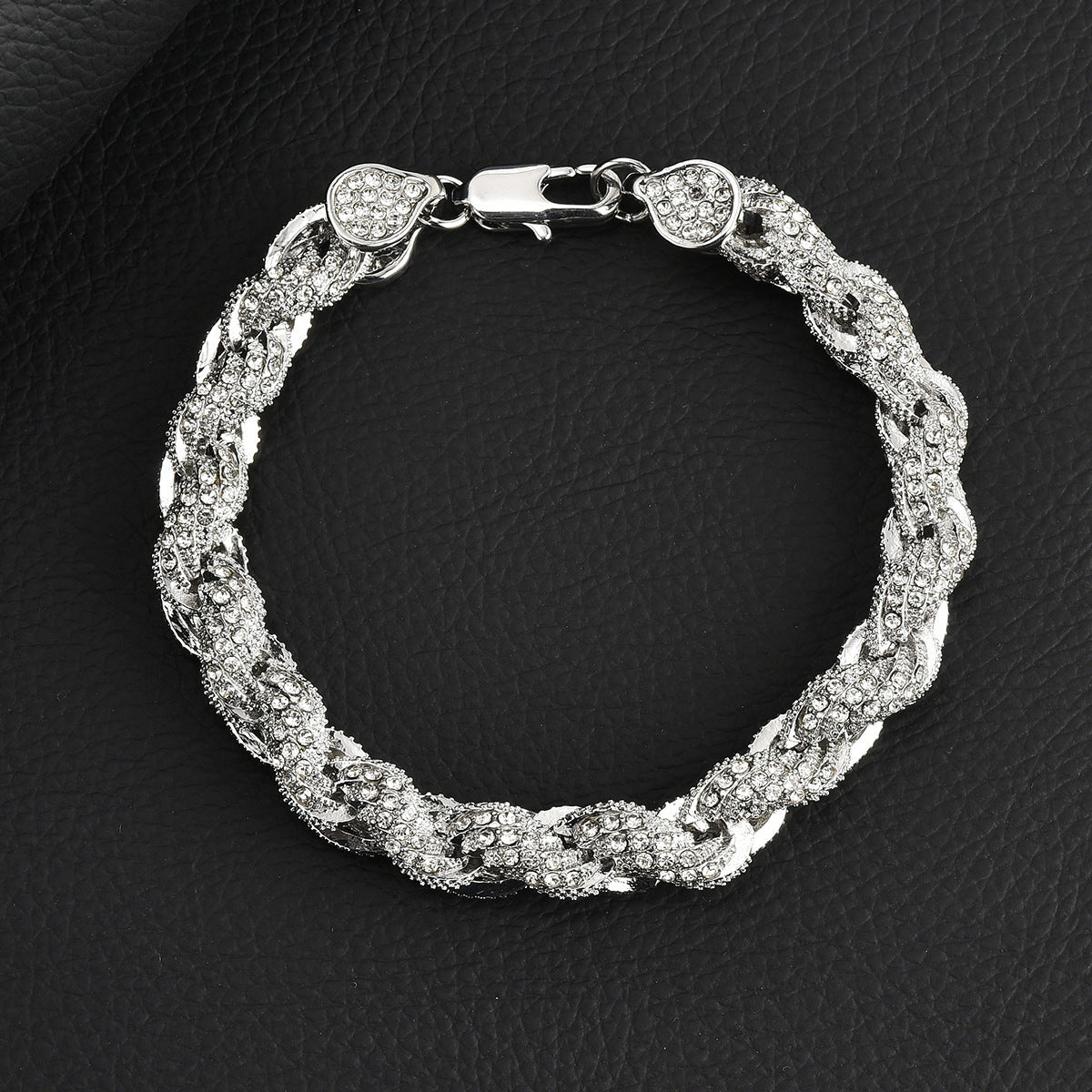 European And American Hip-Hop Mens Necklace 10mm Alloy Braided Chain With Diamonds Vera Lux