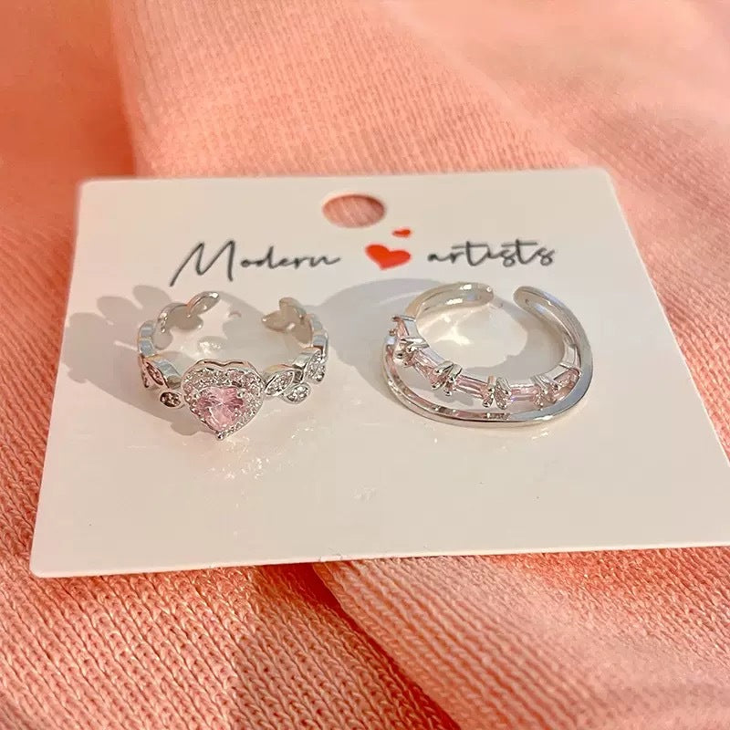 New Light Luxury Romantic Heart Zircon Ring For Women, Fashion Niche Design Sweet Couple Rings, Personalized Finger Rings Vera Lux