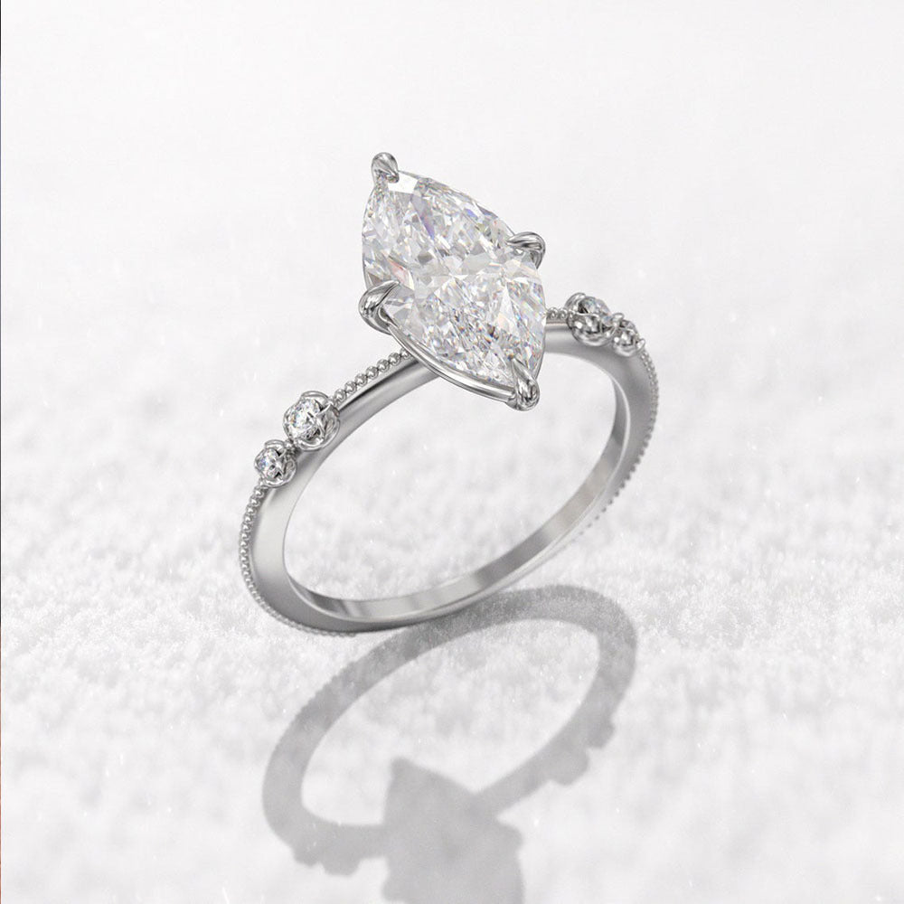 Classic Four-claw Hand-set Marquise-cut Zircon Ring For Women Vera Lux
