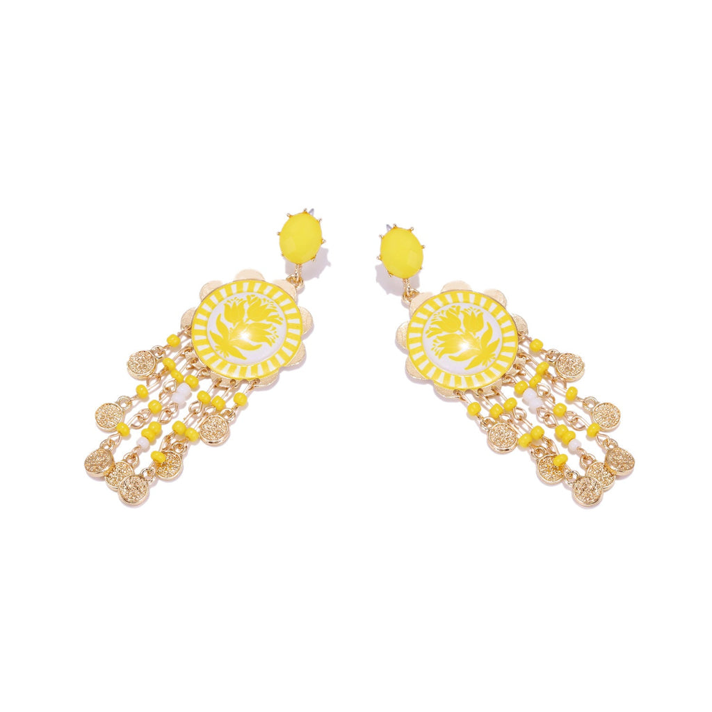 Womens Tulip-Print Tassel Casual Earrings Vera Lux