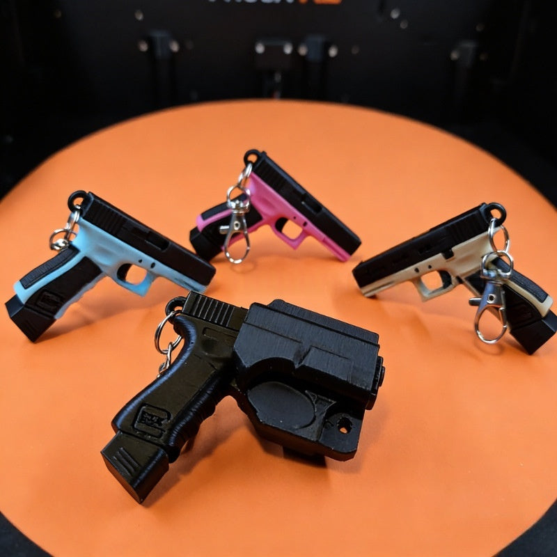 Pistol Keychain Modern Minimalist Style 3D Printed Vera Lux