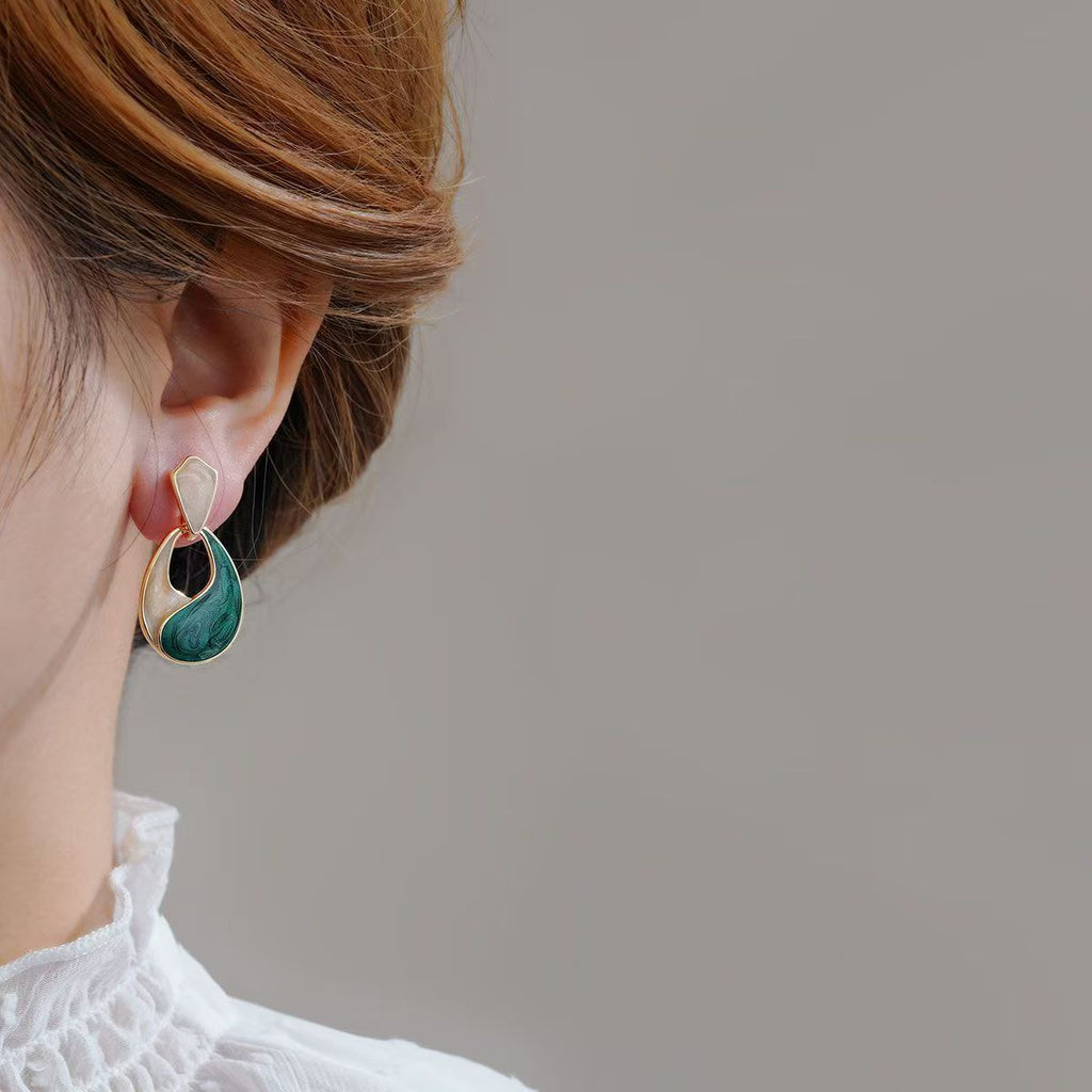 High-end Blue Water Drop Stud Earrings, Elegant French Hepburn Style Niche Jewelry Vera Lux