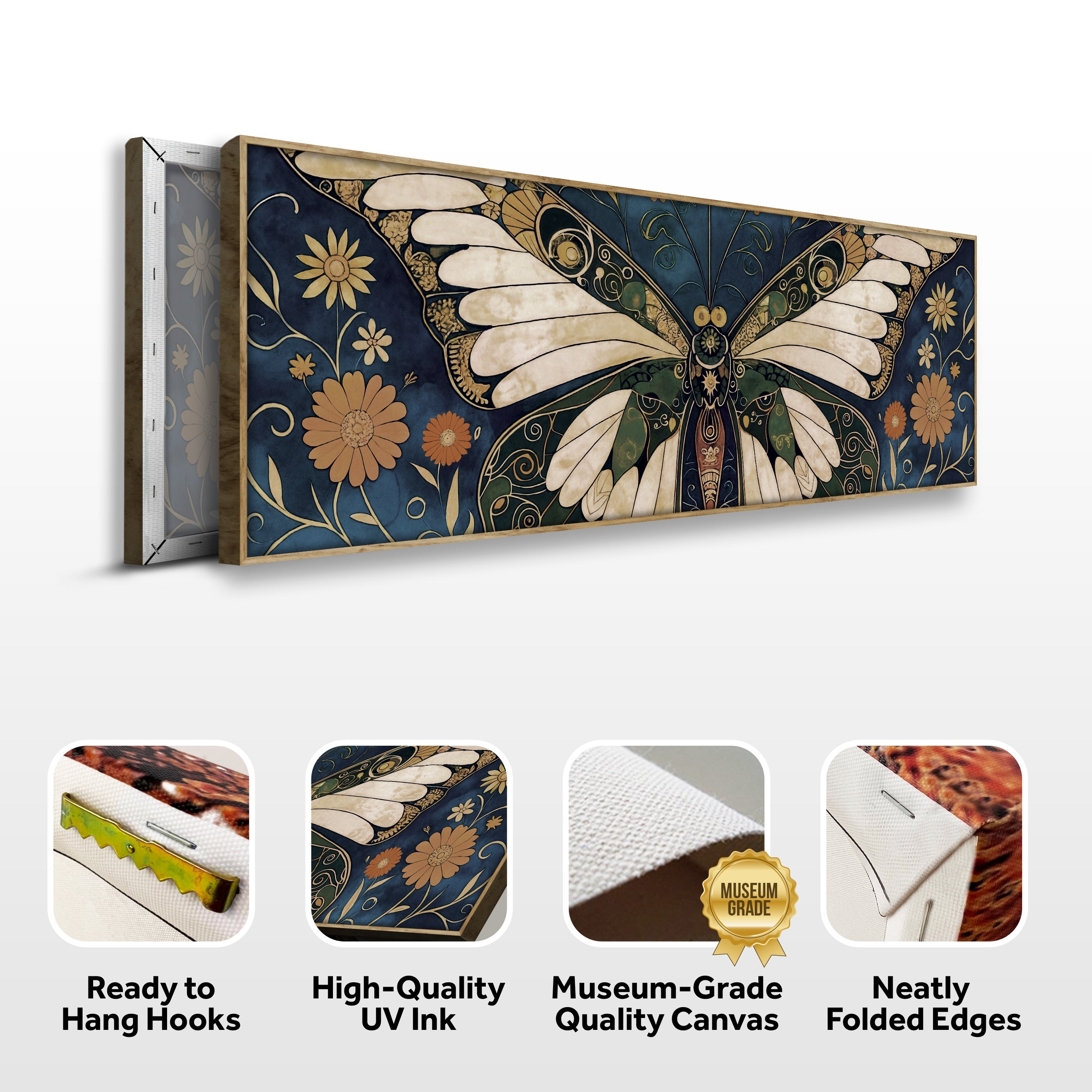 Abstract Vintage Butterfly Wall Art Tailored Canvases