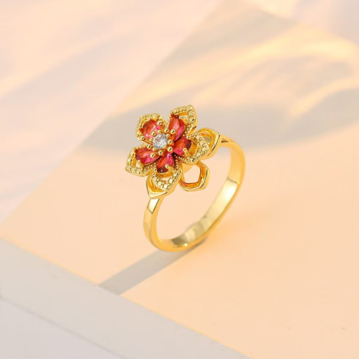 Nephthytis Flower Zircon Flower Niche Fashion New Ring Vera Lux