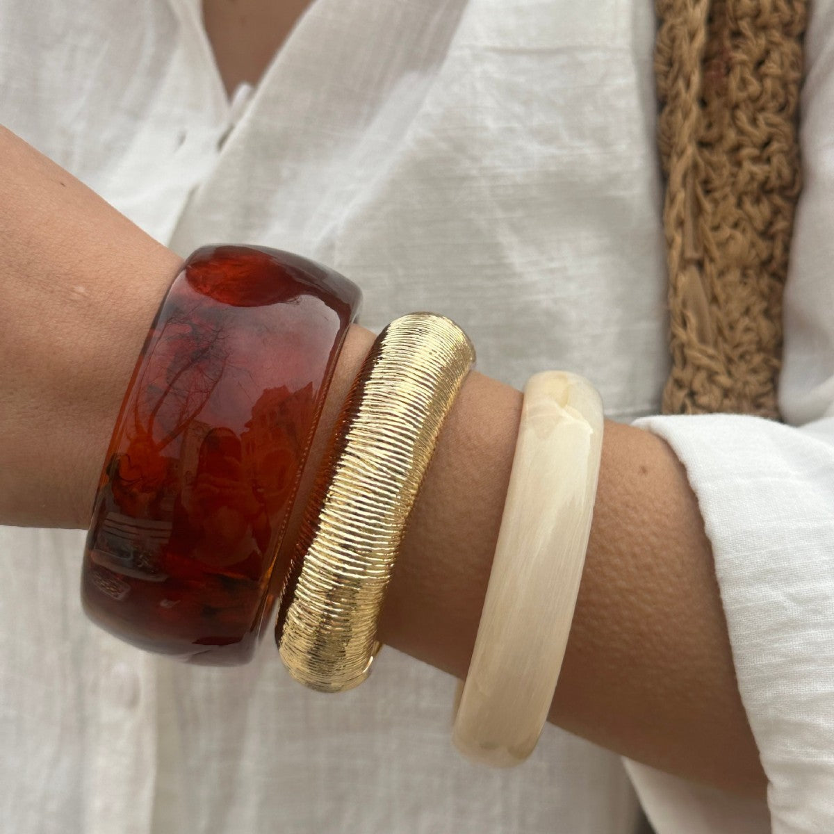 Amber Resin Bangle Stack Bracelet Set Vera Lux