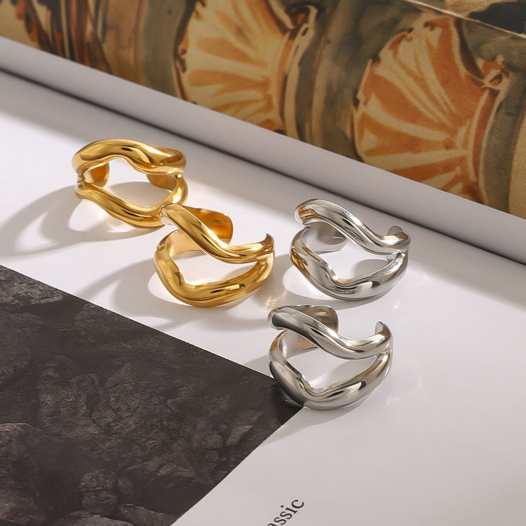 18K gold irregular shape with hollow design simple and elegant earrings Vera Lux