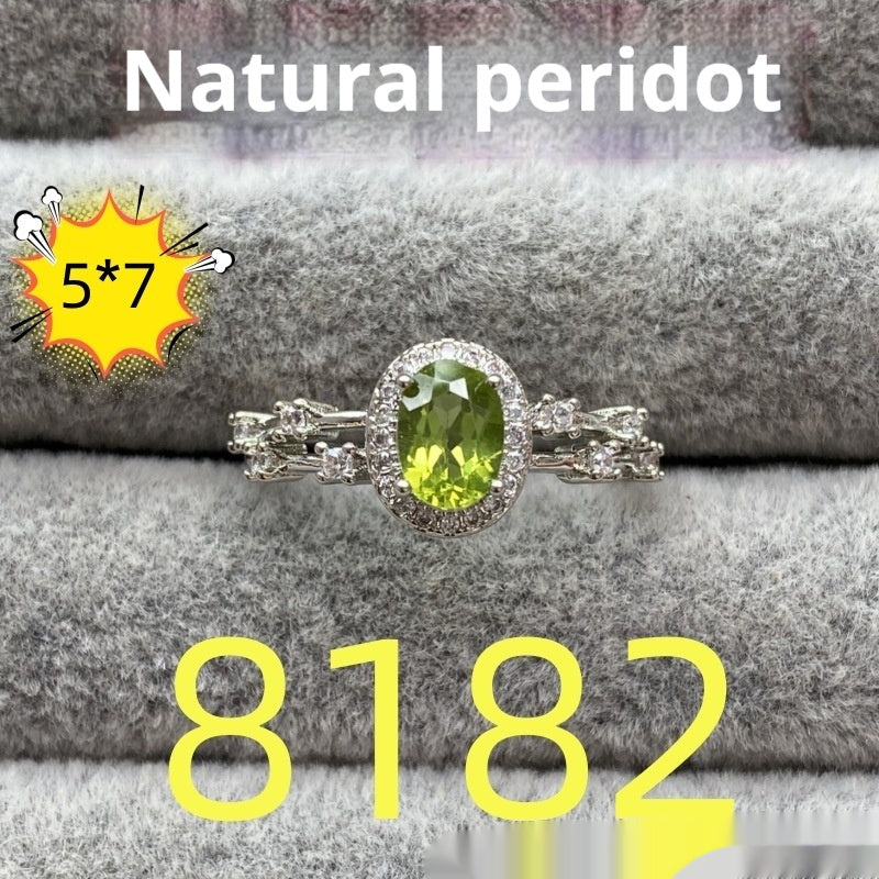 5x7mm Natural Peridot Ring With An Oval Setting Vera Lux