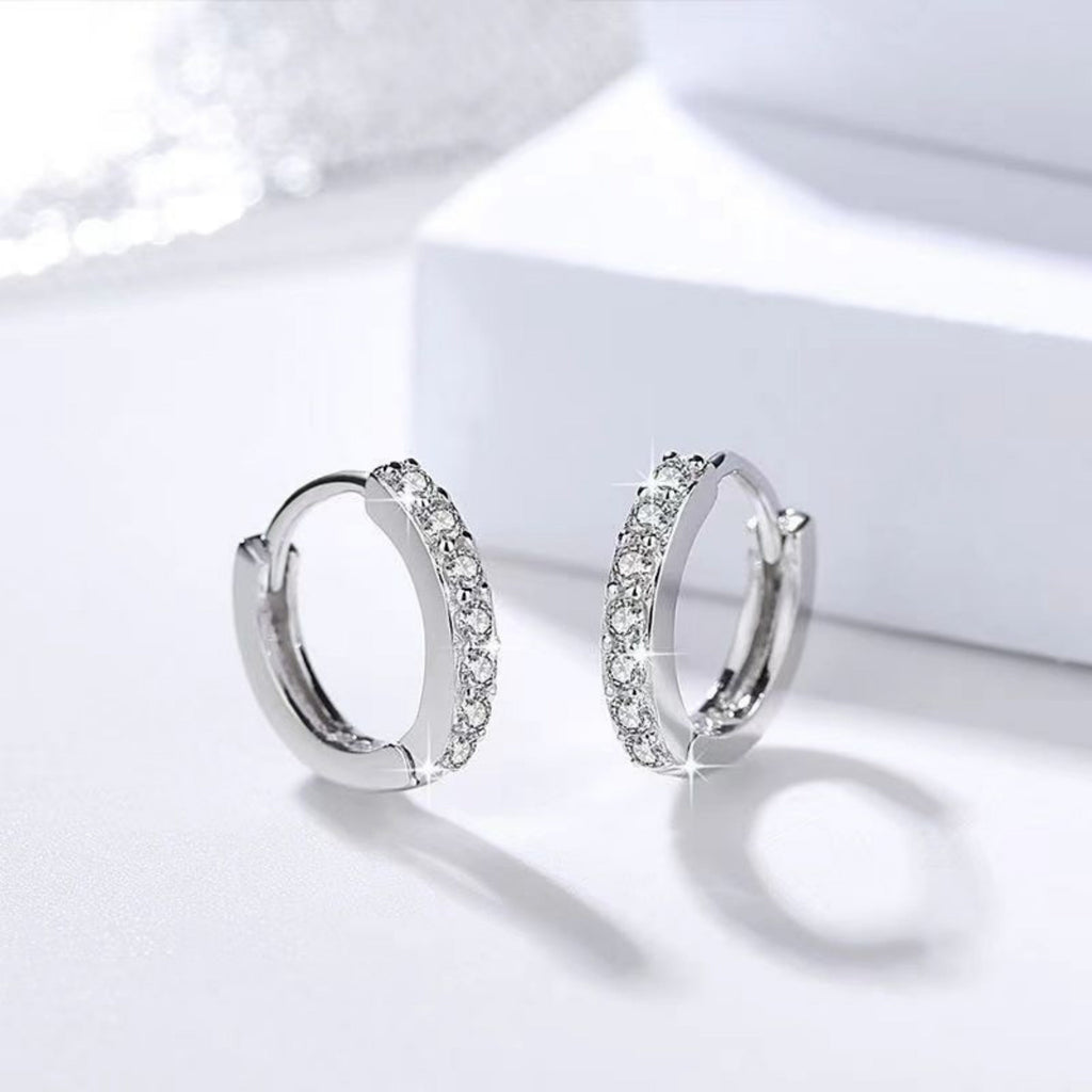 925 Sterling Silver Diamond-Studded Trendy Earrings Simple And Stylish For Students Vera Lux
