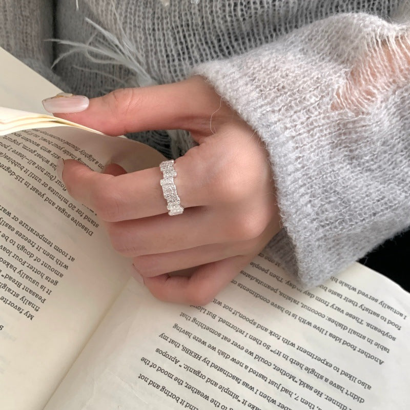 Minimalist Silver-Plated Plain Band Ring For Women, Anti-Fade Adjustable Open Ring, Korean Style Niche High-End Design Vera Lux